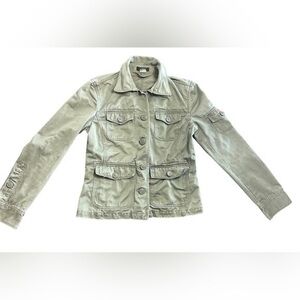 J. Crew Womens Military Army Green Cotton Utility Cargo Pockets Jacket Size XS